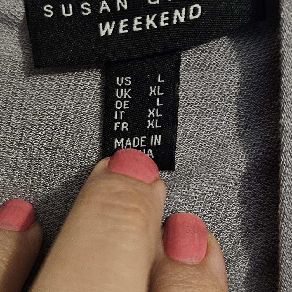Susan Graver Women's Top Sweater Weekend Regular Jersey Knit Gray Large - Picture 3 of 6